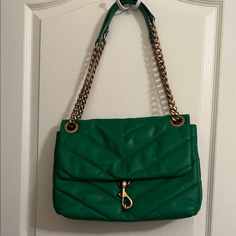 Rebecca Minkoff Emerald Quilted Shoulder Bag with Gold Chain - Picture 12 of 15